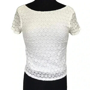 Lilly Pulitzer For Target Embroidered Lace Overlay Cropped Blouse Size S